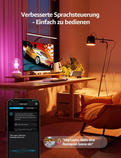 Lepro AI Smart Glühbirne BP1, G45 E14 LED Lampe Dimmbar 4.9W 470LM RGB+CCT, Personalisierter KI-Lichtdesigner mit Sprachsteuerung/Musik Sync, Kompatibel mit Alexa/Google, WiFi & Bluetooth, 4 Stück