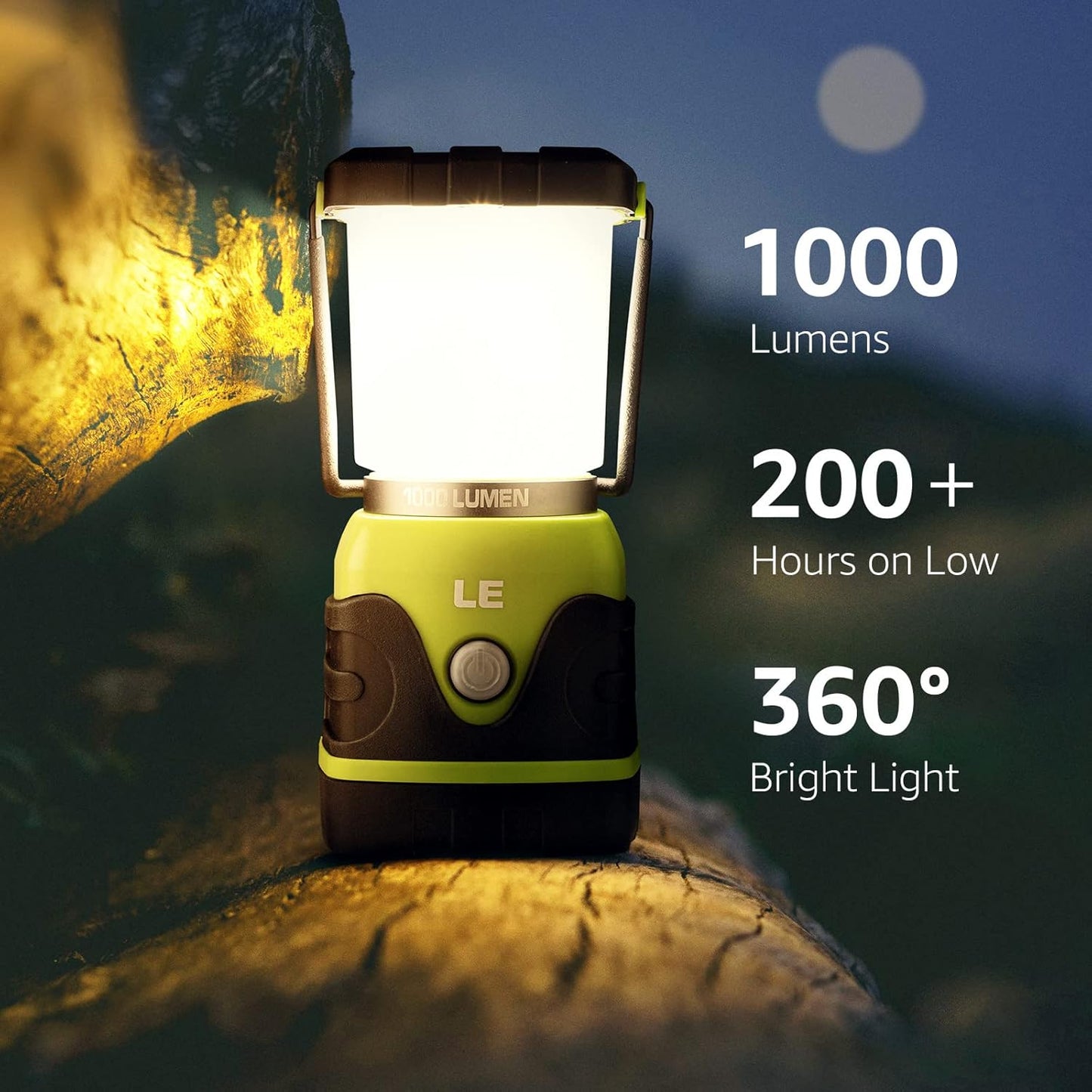 LE LED Campinglampe, Ultra Hell 1000 Lumen, 4 Leuchtmodi Dimmbar Suchscheinwerfer, Batteriebetrieben Notfallleuchte für Stromausfällen, Wandern, Notfall, Ausfälle und so weiter, 2 Stück