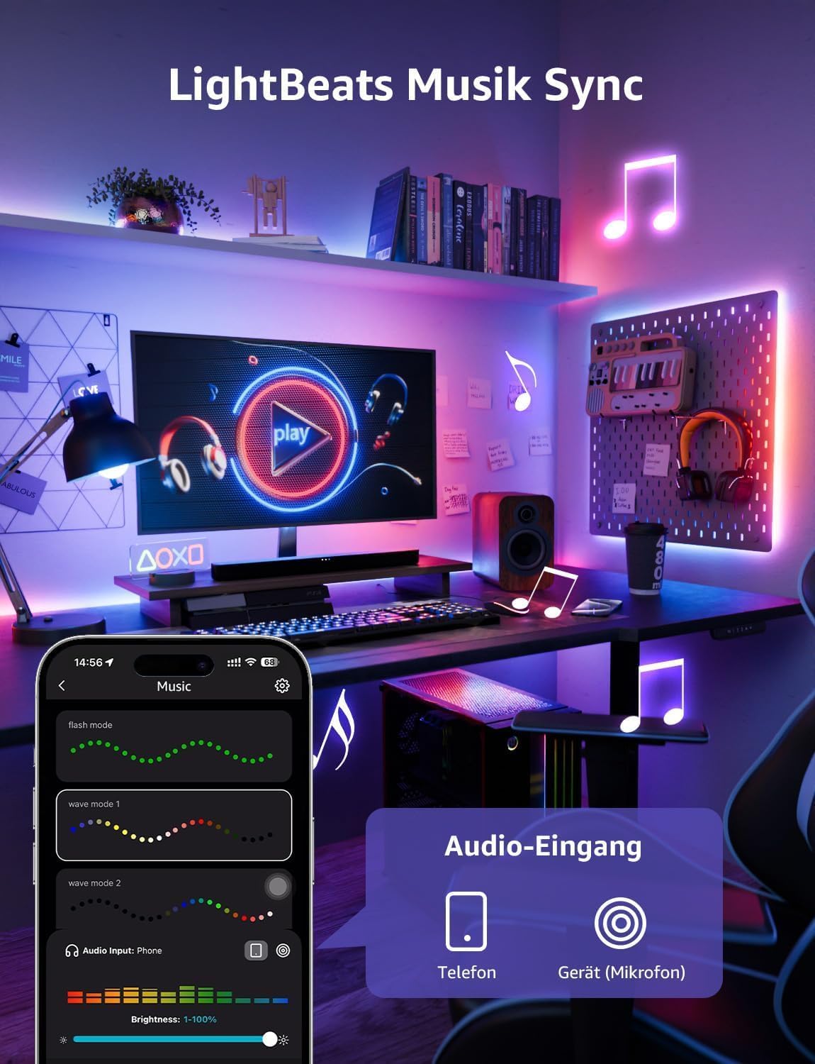 Lepro AI LED Streifen S1, MagicColor RGBIC 30M Smart LED Strip mit Personalisierter KI-Lichtdesigner, Musik-Sync, App-Steuerung kompatibel mit Alexa&Google Assistant, LED Lichterkette für Party&Gaming