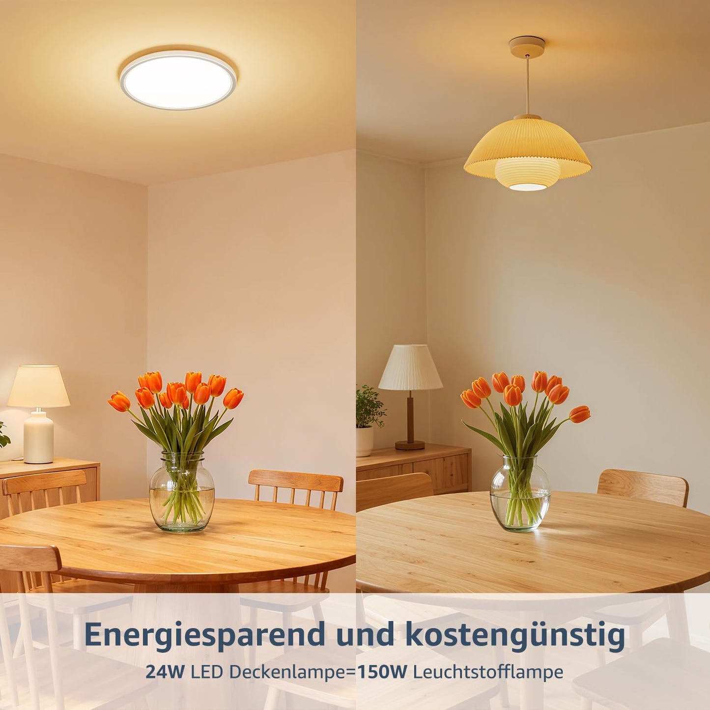 Lepro Deckenlampe 24W, IP44 Wasserfest Deckenleuchte，3000K 2400LM Badezimmer Lampe, Warmweiß Deckenleuchte Badezimmer, ideal Badezimmerlampe Decke für Bad Schlafzimmer Wohnzimmer, Ø29.3cm, 2 Stücke