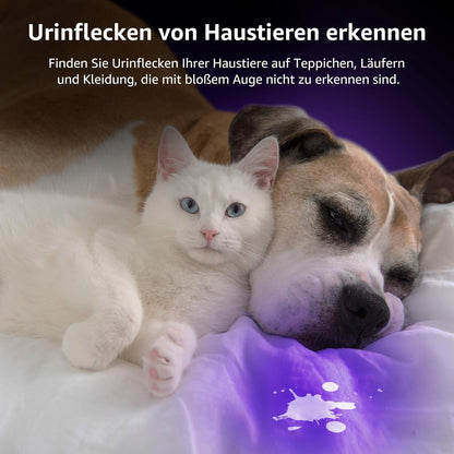 Lepro UV Schwarzlicht Taschenlampe mit 51 LEDs, UV Lampe HD51 Haustiere Urin-Detektor Ultraviolettes Licht mit 395nm für Eingetrocknete Flecken Ihrer Hunde, Katzen und Nagetiere auf Teppichen