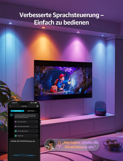 Lepro BG1 Smarte AI GU10 LED Lampe - RGBCW Farbwechsel & Dimmbar, Musik-Sync, Sprachsteuerung WLAN Alexa Gl¨¹hbirne, Kompatibel mit Alexa & Google Assistant, 2er Pack