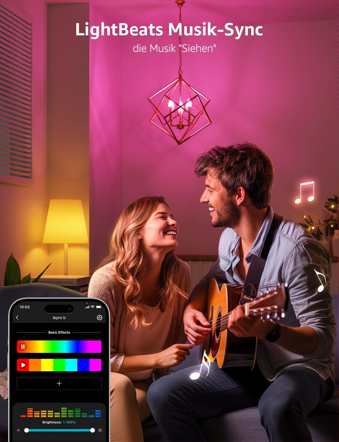 Lepro AI Smart Glühbirne BC1, 4.9W 470LM Glühbirne E14 Dimmbar, Personalisierter KI-Lichtdesigner, RGB+CCT, Kompatibel mit Alexa/Google, Sprachsteuerung/Musik Sync, WiFi & Bluetooth, 4 Stück