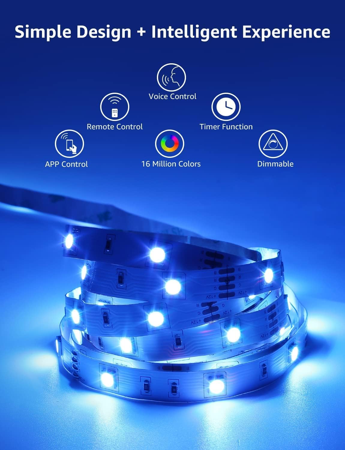 LE LED Strip Alexa 5M, Smart LED Streifen Wifi, RGB 150 LEDs, Wlan LED Band, Superhell 5050 Selbstklebend Leiste, Lichterkette mit Fernbedienung, Kompatibel mit Alexa, App, Google Home, IP20