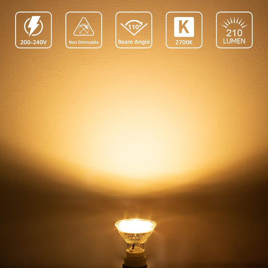Lepro GU10 LED Lampe, 3W 250 Lumen LED Leuchtmittel, 2700 Kelvin Warmweiß ersetzt 35W Halogenlampen, 100 Grad Abstrahlwinkel, 10er Pack