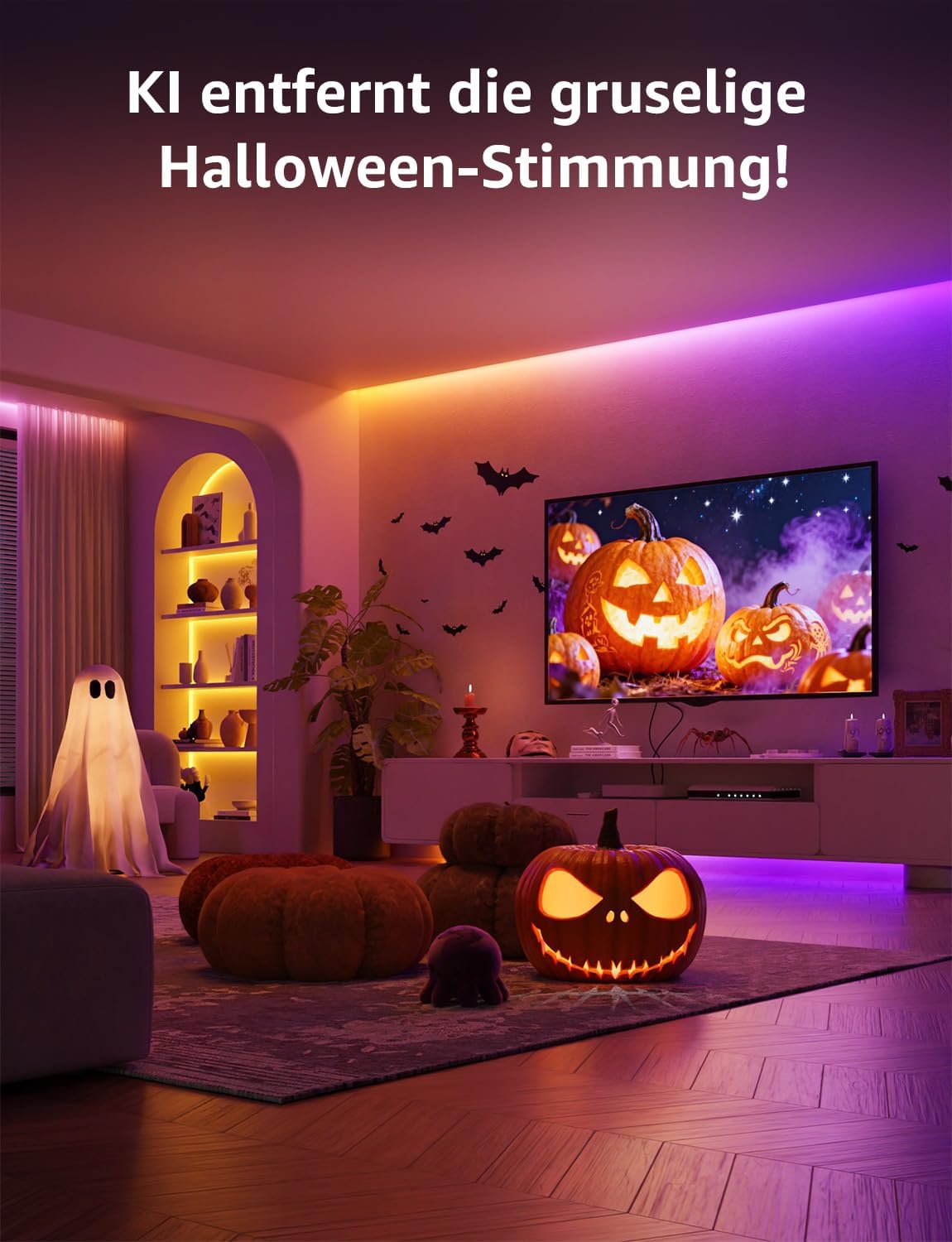 Lepro AI LED Streifen S1, MagicColor RGBIC 15M Smart LED Strip mit Personalisierter KI-Lichtdesigner, Musik-Sync, App-Steuerung kompatibel mit Alexa&Google Assistant, LED Lichterkette für Party&Gaming