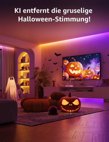 Lepro AI LED Streifen S1, MagicColor RGBIC 15M Smart LED Strip mit Personalisierter KI-Lichtdesigner, Musik-Sync, App-Steuerung kompatibel mit Alexa&Google Assistant, LED Lichterkette für Party&Gaming