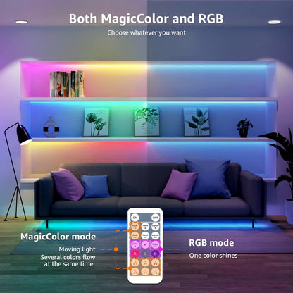 Lepro LED MagicColor Strip15M(2x7.5M), 450 LEDs Streifen Lichterkette, Musik Band mit Fernbedienung, Lichtband Wasserdicht IP65, Dimmbar Lichtleiste für Party, Weihnachten
