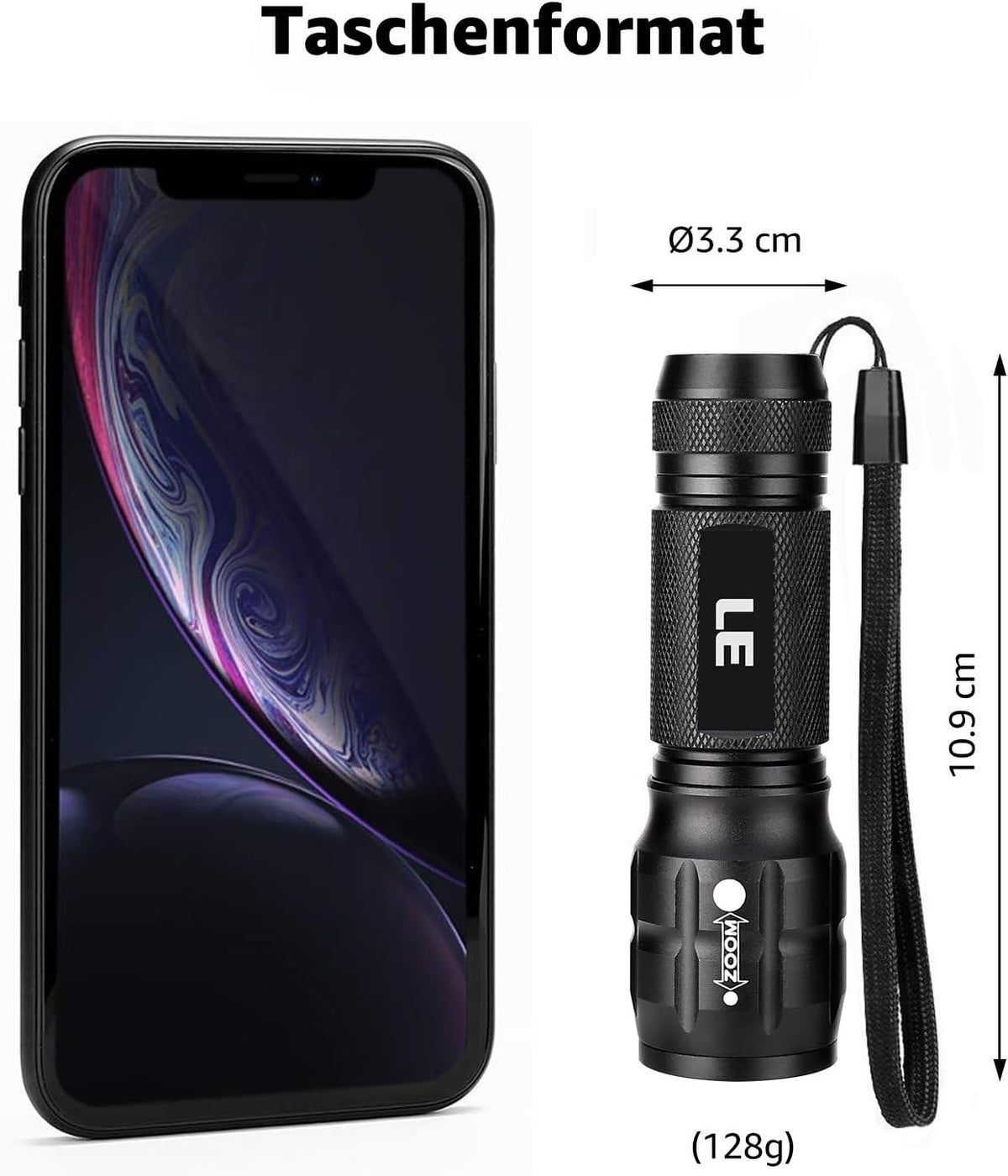 LE LED Taschenlampe Klein, LE1000 Extrem Hell Zoombare Mini Taschenlampen Batteriebetrieben für Kinder, Tragbare Flashlight, Wasserdichte Torch, Handlampe für Camping, Outdoor, Wandern, Notfälle