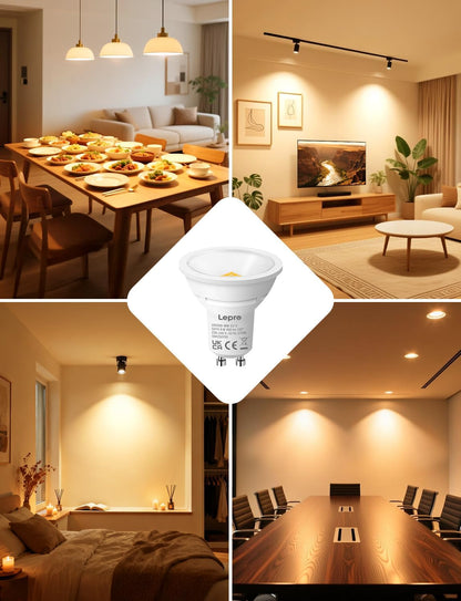 Lepro GU10 LED Warmweiss 8W Lampe, 800 lm, 2700K Warmwei?, 100¡ã Abstrahlwinkel, Nicht dimmbar, Energiesparendes GU10 LED Leuchtmittel f¨¹r Flur, Eingangsbereich, Wohnzimmer, Schlafzimmer, 5 St¨¹ck