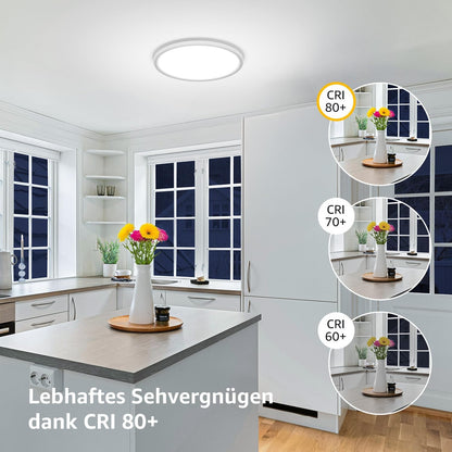 Lepro Deckenlampe 24W, IP44 Wasserfest Deckenleuchte，5000K 2400LM Badezimmer Lampe, Kaltweiß Deckenleuchte Badezimmer, ideal Badezimmerlampe Decke für Bad Schlafzimmer Wohnzimmer, Ø29.3cm, 2 Stücke
