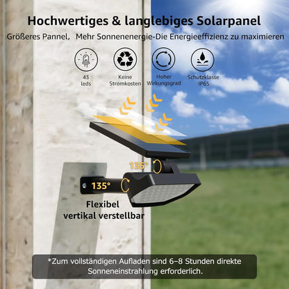 Lepro Solarlampen für Außen Garten, IP65 Solar Gartenleuchten mit Drehbaren Solar Panel, 2-in-1 Solarleuchten mit 2 Beleuchtungsmodi, 43LED Solar Strahler Wegeleuchten Aussen, 2 Stück, Kaltweiß
