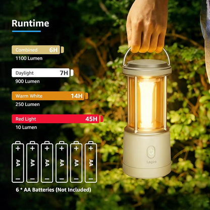 Lepro LED-Campinglampe, 1100 Lumen, 5 Leuchtmodi, helligkeitsverstellbarer Suchscheinwerfer, IPX4 wasserdichte batteriebetriebene Notfallleuchte, geeignet f¨¹r Stromausf?lle, Wanderungen£¬White