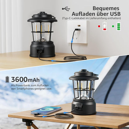 Lepro USB LED Campinglampe Schwarz