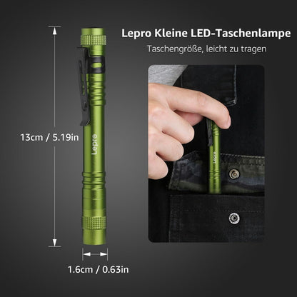Lepro Taschenlampe, Mini LED Taschenlampe, IPX4 Wasserdicht Stiftlampe, 3 Modi Handheld Taschenlampe Klein, Stift Lampe perfekt f¨¹r Inspektion, Arbeit, Reparatur (Gr¨¹n)