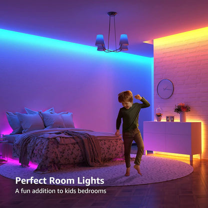 Lepro LED Strip 10M(2x5M) RGB Set, 5050 SMD 300 LEDs Streifen, 12V, LED Band Selbstklebend, Flexibel LED Lichtband, LED Lichterkette IP20, LED Leiste Kette Dimmbar, Netzteil und Controller enthalten