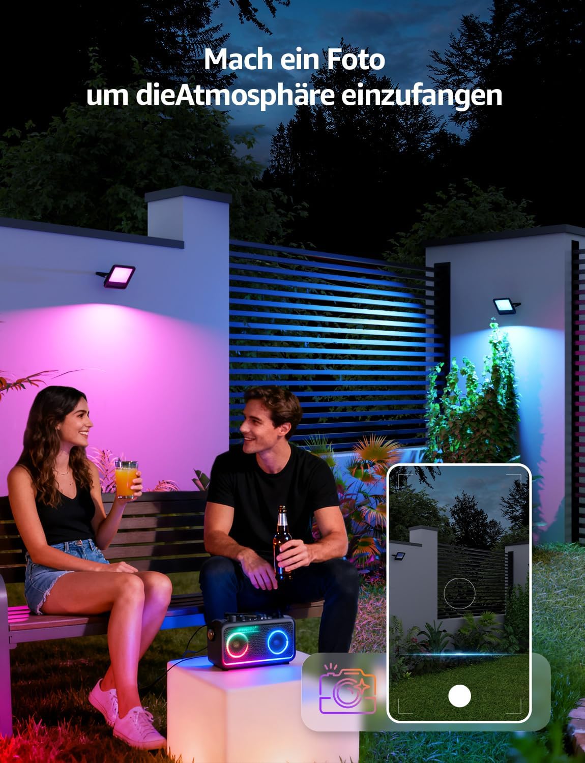 Lepro AI Smart 50W Led Strahler Außen F1, RGB Dimmbar Außenstrahler, Personalisierter KI-Lichtdesigner, Musik Sync/APP Sprachsteuerung, IP65 Wasserdicht Fluter für Garten, Kompatibel mit Alexa/Google