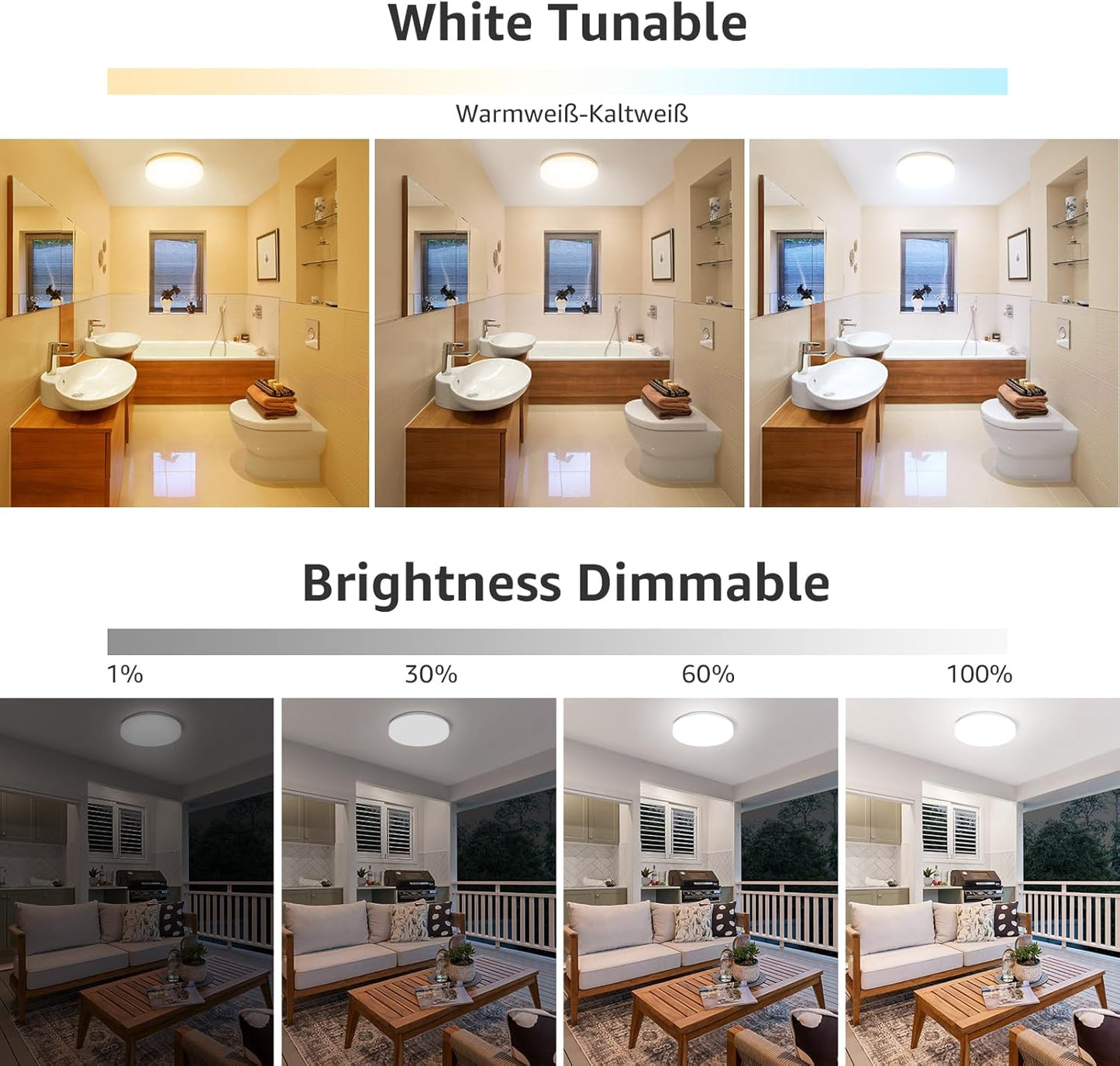 Lepro 15W RGB LED Deckenleuchte Dimmbar, 1250LM 2700K-Kaltweiß IP54 Alexa Deckenlampe Smart Wifi, Kompatibel mit Alexa, App, Google Home für Kinderzimmer, Schlafzimmer, Wohnzimmer φ22[Energieklasse G]