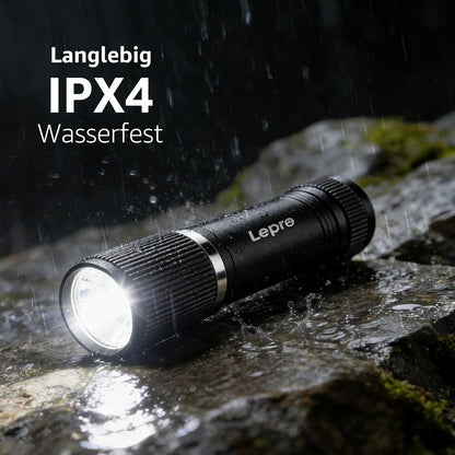 Lepro LED Taschenlampe Klein 2er-Pack, Hell Mini Taschenlampe Batteriebetrieben, Robustes Aluminium Geh?use, IPX4 Wasserdicht, Ideal f¨¹r Camping, Notfall, Wandern & Kinder (Inkl. Batterien)