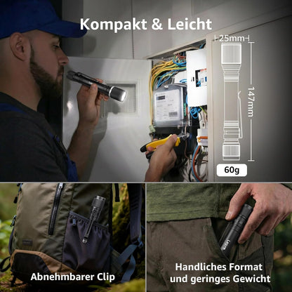 Lepro LED Taschenlampe Klein, Helle Stiftlampe mit Clip, 3 Modi Handlampe, IPX4 Wasserdicht, Robustes Aluminiumgeh?use f¨¹r Camping, Werkstatt, Wandern & Notf?lle, 2x AA Batterien Inklusive