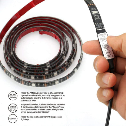 LE RGB Streifen Selbstklebend, TV Hintergrundbeleuchtung USB LED Strip mit 60 Stück 5050 LEDs, IP65 Wasserdicht, 2m LED Band für 40-60 Zoll TV für Raumausstattung Dekoration LED Fernseher Beleuchtung