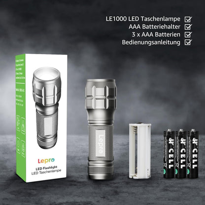 LE LED Taschenlampe (4er-Pack), Zoombare Flashlight für Kinder, Gunmetal | Extrem Hell Zoombare Mini Taschenlampen (Inklusive Batterie), Tragbare Wasserdichte Handlampe für Camping, Outdoor, Notfälle