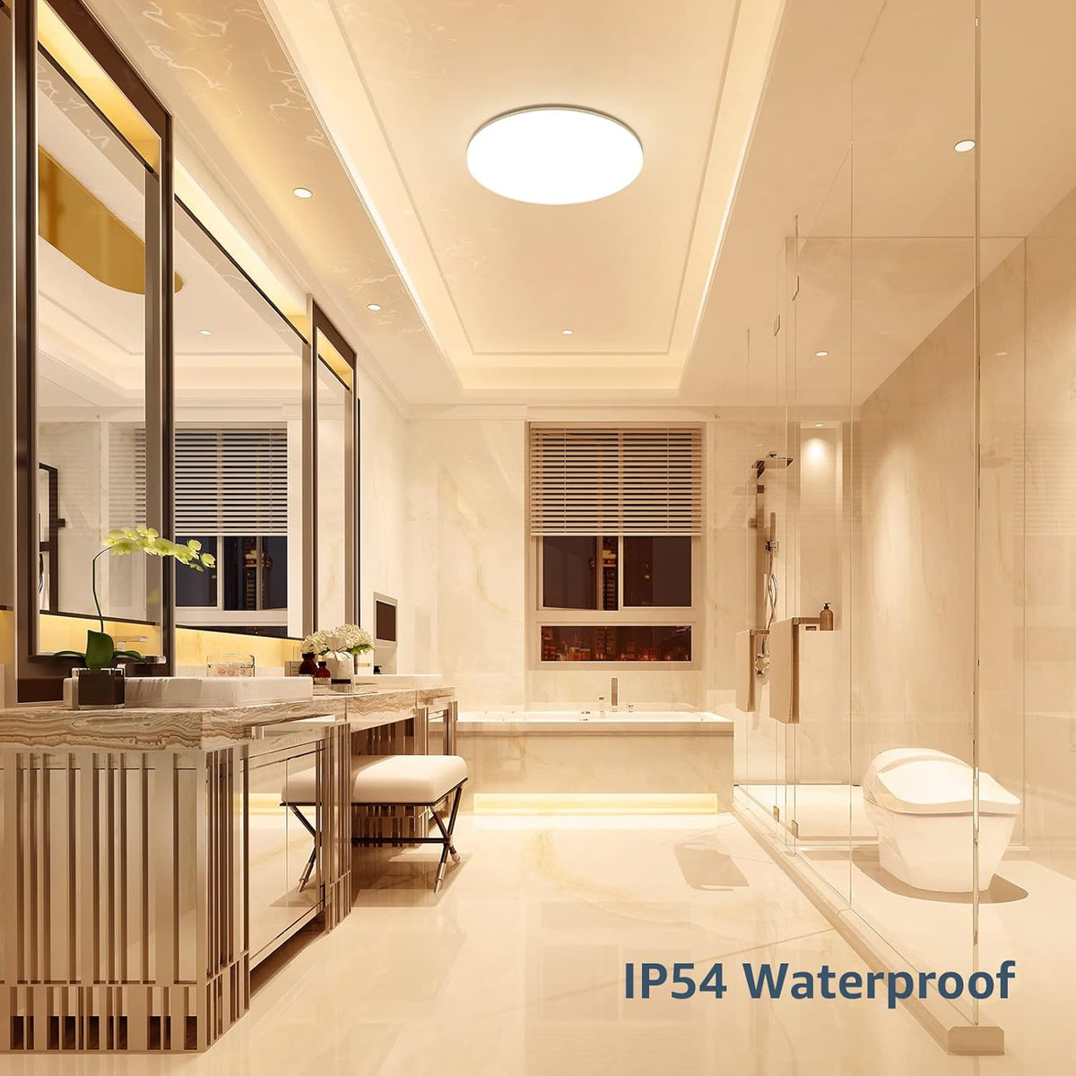 Lepro 24W Deckenlampe Ø28cm, IP54 Wasserfest Badezimmer Deckenlampe, 3000K LED Deckenleuchte 2400lm für Badezimmer Schlafzimmer Kinderzimmer Wohnzimmer Balkon Flur Küche, Warmweiß LED Lampen