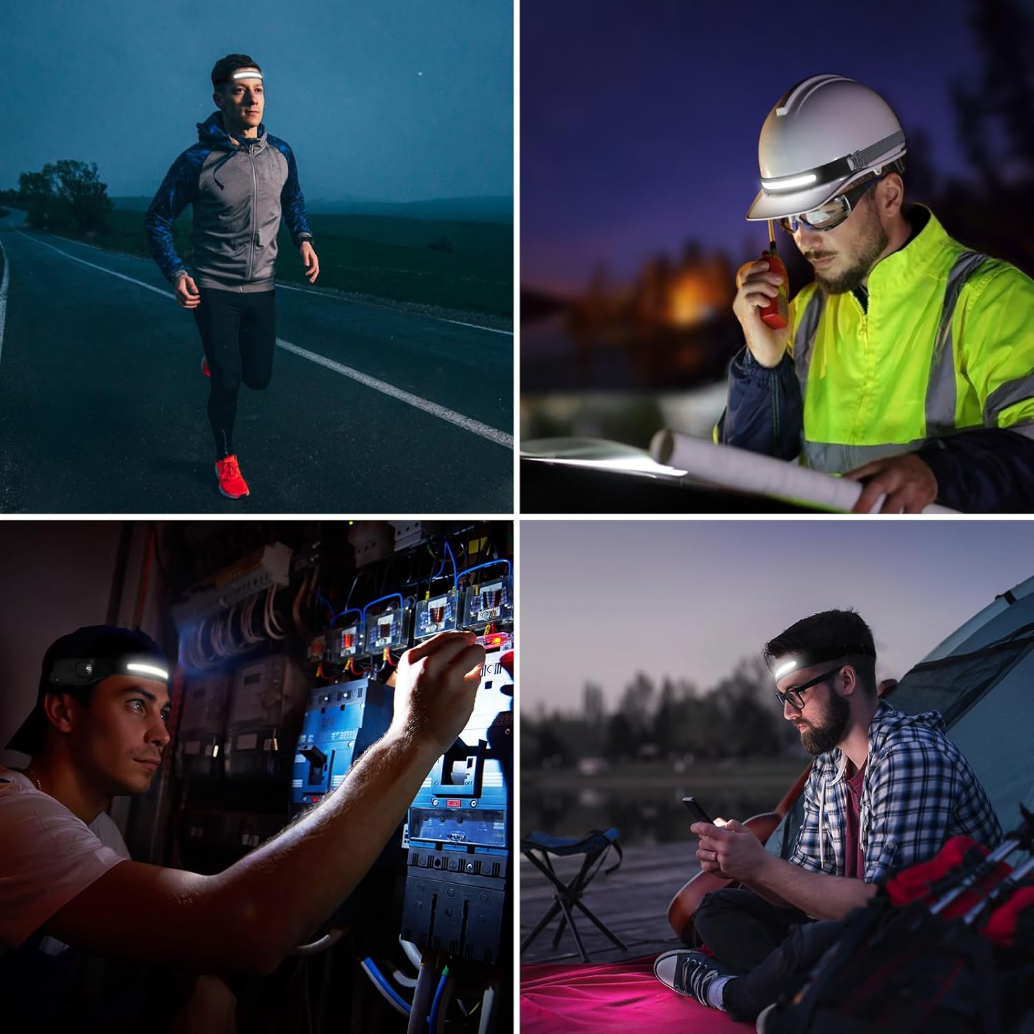 Lepro Stirnlampe Led Wiederaufladbar, Superhell 350 Lumen mit 5 Modi, 230°Weitwinkel Scheinwerfer mit Bewegungsmelder, 1200mAh Kopflampe, IP44 für Wandern Camping Joggen, 2 Stück [inkl. USB-C Kabel]