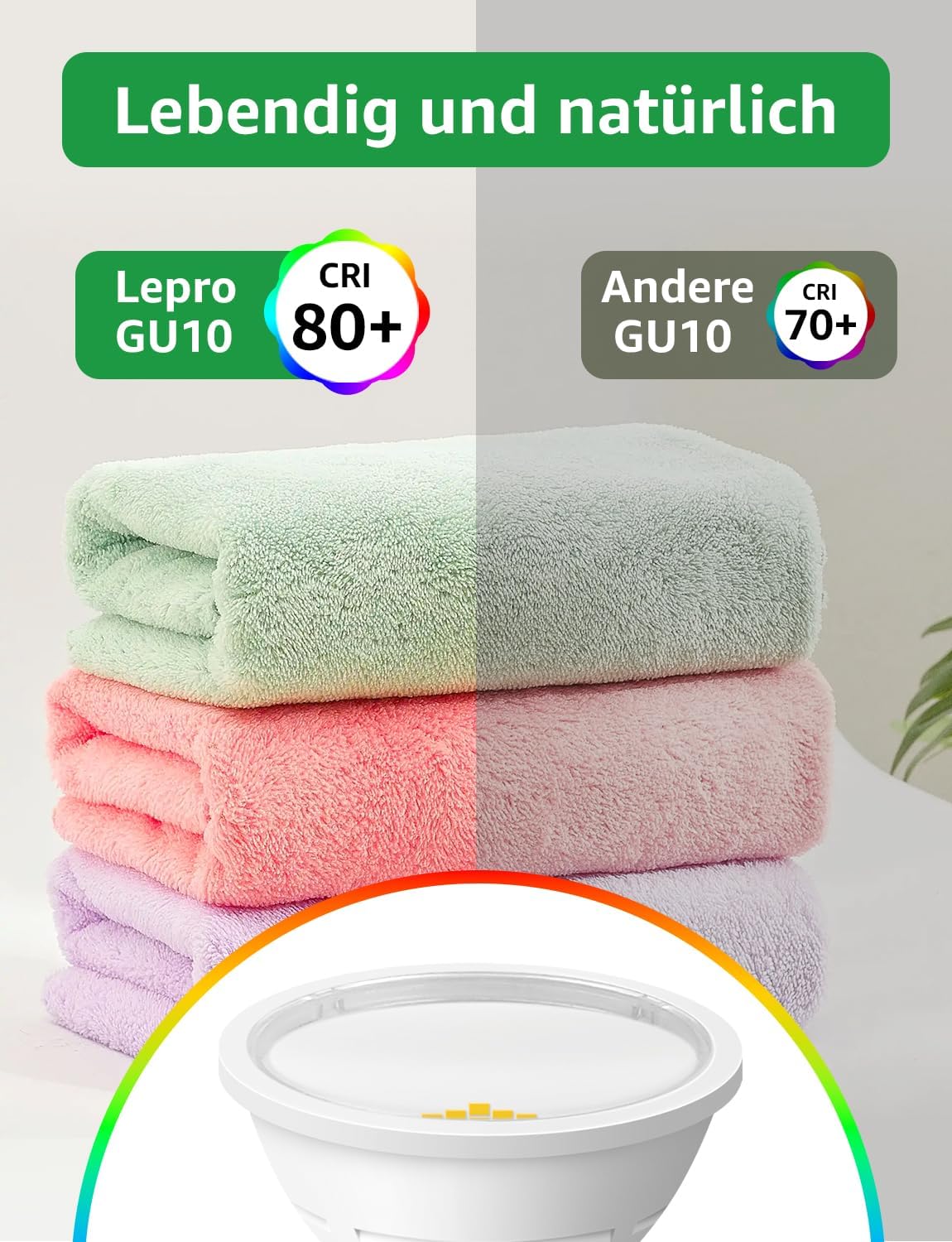 Lepro Energieklasse A GU10 LED Kaltwei? 3.3W Lampe, 590 lm, 6500K Tageslichtwei?, Nicht Dimmbar, Energiesparendes GU 10 LED Spot, 100¡ã Abstrahlwinkel f¨¹r B¨¹ro, Keller, Garage, Flur, 5 St¨¹ck
