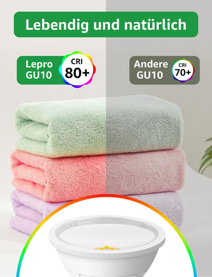 Lepro Energieklasse A GU10 LED Kaltwei? 3.3W Lampe, 590 lm, 6500K Tageslichtwei?, Nicht Dimmbar, Energiesparendes GU 10 LED Spot, 100¡ã Abstrahlwinkel f¨¹r B¨¹ro, Keller, Garage, Flur, 5 St¨¹ck
