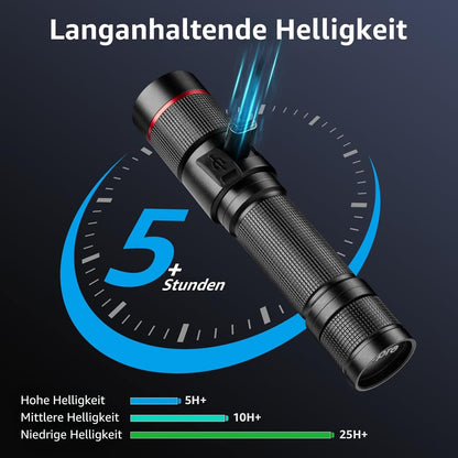 Lepro Taschenlampe LED Aufladbar, USB A-C Klein Taschenlampe Extrem Hell, 5 Lichtmodi, IPX4 Wasserdicht, Zoombare Flashlight f¨¹r Kinder, Camping, Wandern, Notf?lle (2er-Pack)