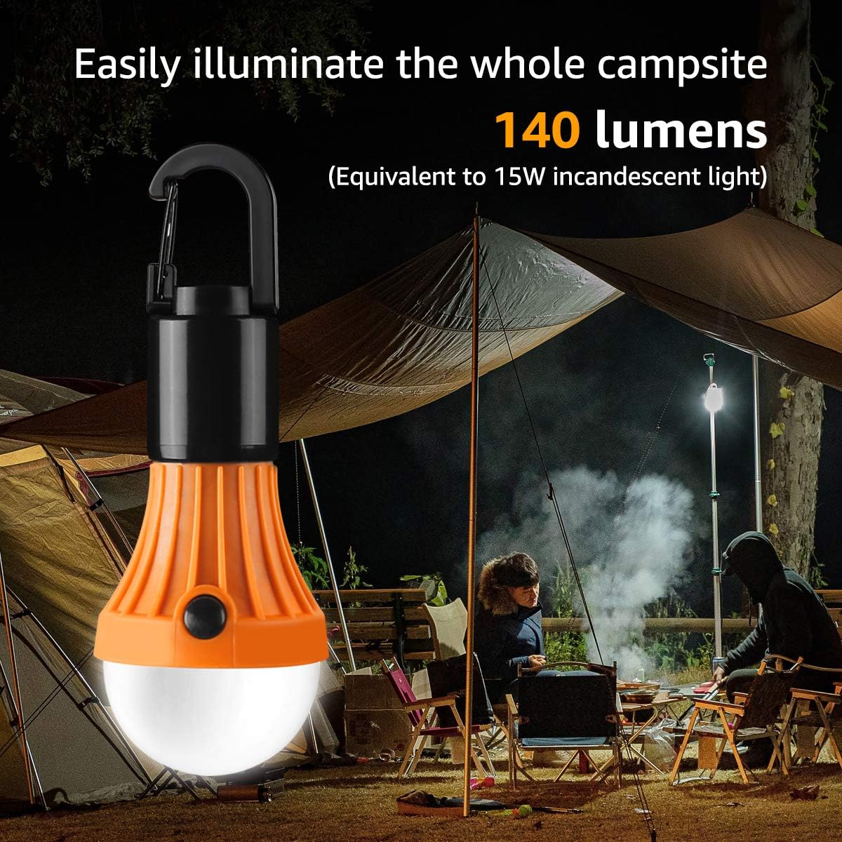 Lepro Campinglampe, Tragbare Zeltlampe, LED Camping Laterne, Camping Licht, Glühbirne Set-Notlicht 4 Stück für Camping Abenteuer Angeln Garage Notfall Stromausfall, 12 AAA Batterien enthalten
