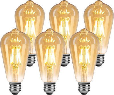 Lepro E27 LED Vintage Glühbirne, 4.8Watt 470 Lumen Birne, Ersetzt 40W ST64 Retro Lampe, 2500Kelvin Warmweiß E27 Retro Beleuchtung, 360° Led Filament, 6er Stück