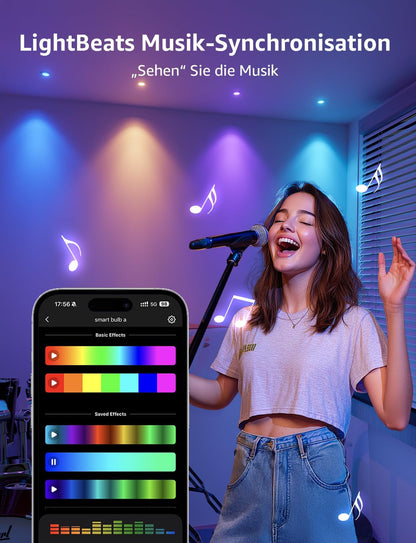 Lepro BG1 Smarte AI GU10 LED Lampe - RGBCW Farbwechsel & Dimmbar, Musik-Sync, Sprachsteuerung WLAN Alexa Gl¨¹hbirne, Kompatibel mit Alexa & Google Assistant, 4er Pack