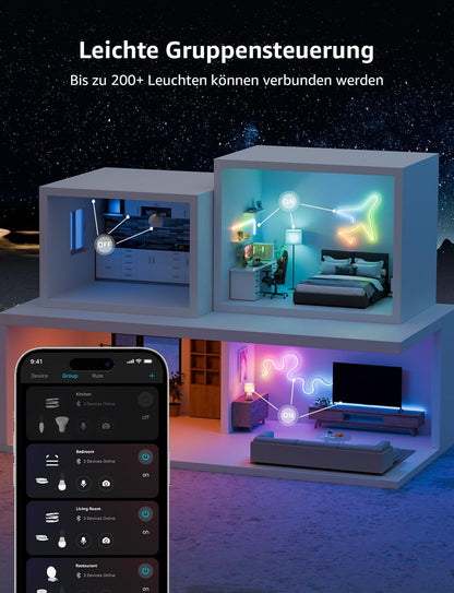 Lepro Neon AI LED Strip 3m, RGB LED Streifen mit App-, Musik- und Sprachsteuerung, kompatibel mit Alexa & Google Assistant, für Wohnzimmer, Gaming, Party, Wanddeko, Personalisierter KI-Lichtdesigner