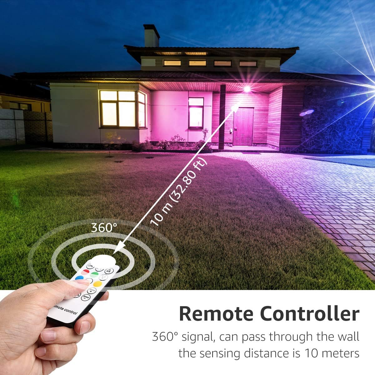 Lepro LED Strahler RGB mit RF-Fernbedienung, 2er Wasserdicht LED Fluter mit Memory-Funktion, Dimmbar Farbwechsel Außenstrahler, IP65 Farbig Außenlampe, Bunt Flutlicht für Garten, Party Deko