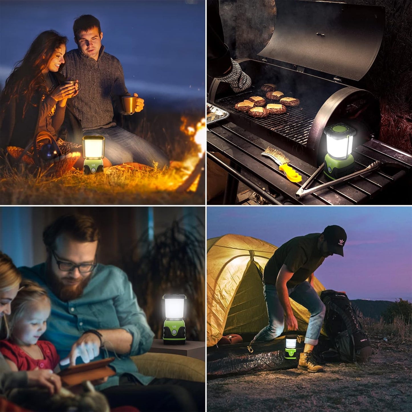 LE LED Campinglampe, Ultra Hell 1000 Lumen, 4 Leuchtmodi Dimmbar Suchscheinwerfer, Batteriebetrieben Notfallleuchte für Stromausfällen, Wandern, Notfall, Ausfälle und so weiter, 2 Stück