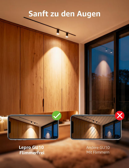 Lepro GU10 LED Warmweiss 8W Lampe, 800 lm, 2700K Warmwei?, 100¡ã Abstrahlwinkel, Nicht dimmbar, Energiesparendes GU10 LED Leuchtmittel f¨¹r Flur, Eingangsbereich, Wohnzimmer, Schlafzimmer, 5 St¨¹ck