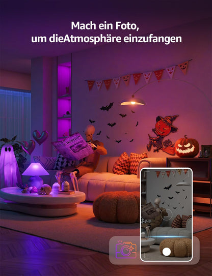 Lepro AI Smart Glühbirne BP1, G45 E14 LED Lampe Dimmbar 4.9W 470LM RGB+CCT, Personalisierter KI-Lichtdesigner mit Sprachsteuerung/Musik Sync, Kompatibel mit Alexa/Google, WiFi & Bluetooth, 4 Stück
