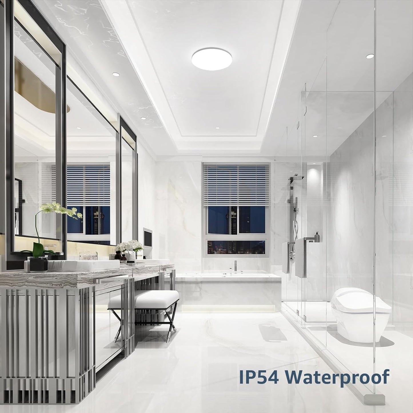 LE Deckenlampe 15W, LED Deckenleuchte IP54 Wasserfest, 3000K 1500LM Badezimmer Lampe, Rund Badlampe Decke, ideal für Bad Schlafzimmer Flur Küche Wohnzimmer Balkon, Kaltweiß, Ø22cm