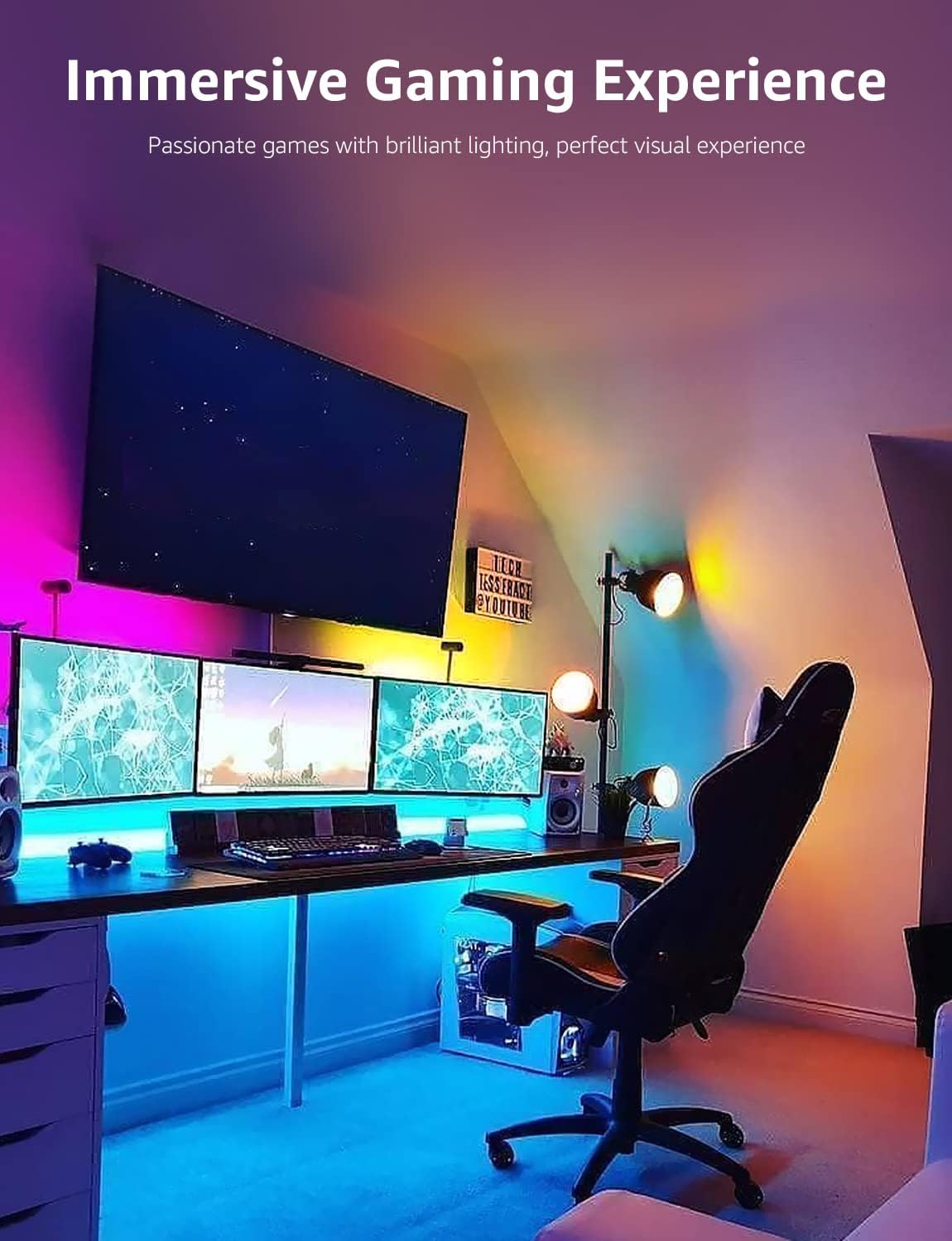Lepro Smart LED Strip 5M, RGB Dimmbar 150 LEDs, LED Streifen Wifi, Wlan LED Band, Superhell Selbstklebend Lichtband, Lichterkette mit Fernbedienung,[nur 2.4GHz] Kompatibel mit Alexa, Google Home