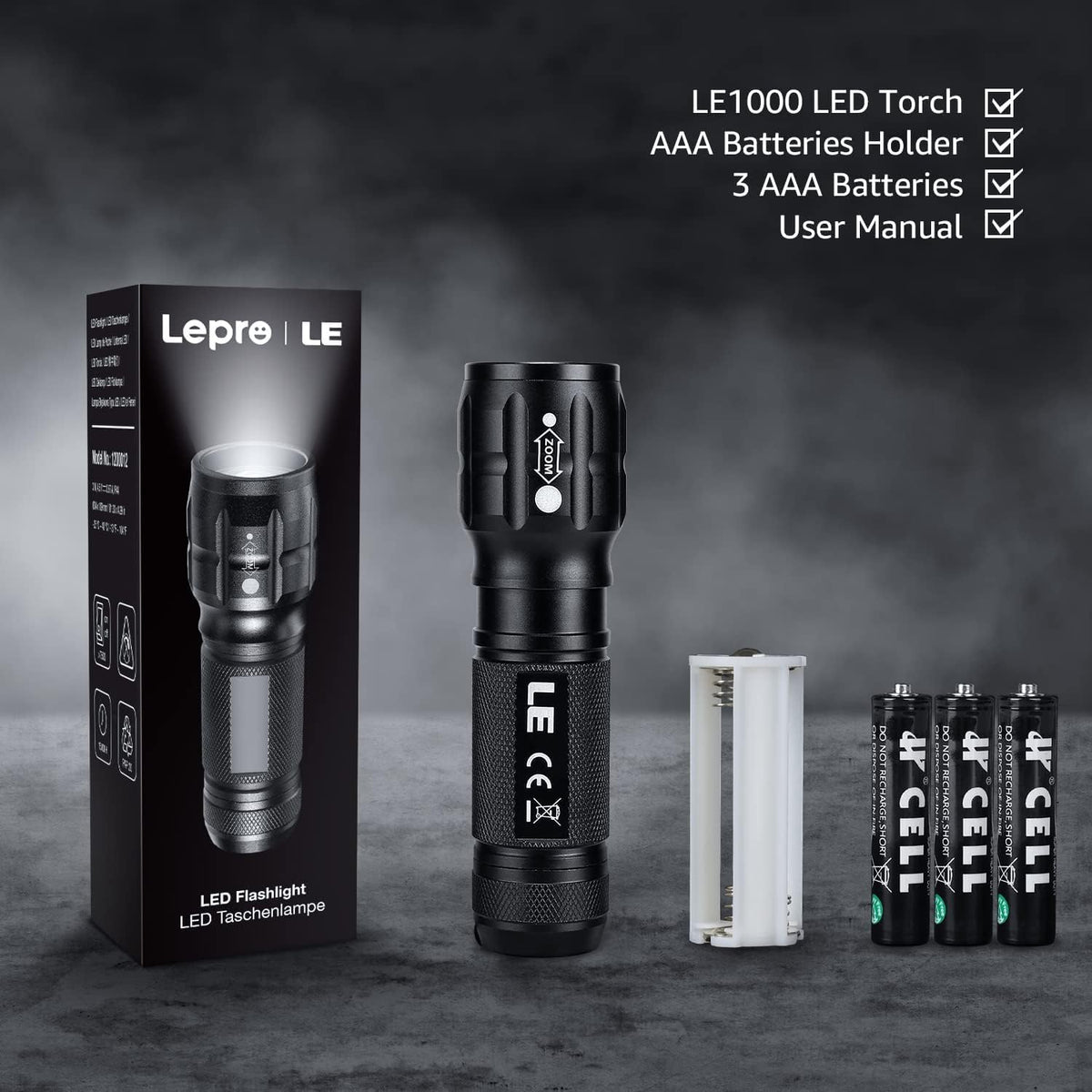 LE LED Taschenlampe Klein, LE1000 Extrem Hell Zoombare Mini Taschenlampen Batteriebetrieben für Kinder, Tragbare Flashlight, Wasserdichte Torch, Handlampe für Camping, Outdoor, Wandern, Notfälle