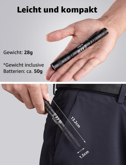 Lepro UV Taschenlampe, 365nm UV Lampe mit Clip, Batteriebetrieben Schwarzlicht Taschenlampe, Vielseitig & Tragbar Bernstein Lampe für Lecksuche, Haustierurin und Falschgeld-Erkennung (2 Stück)