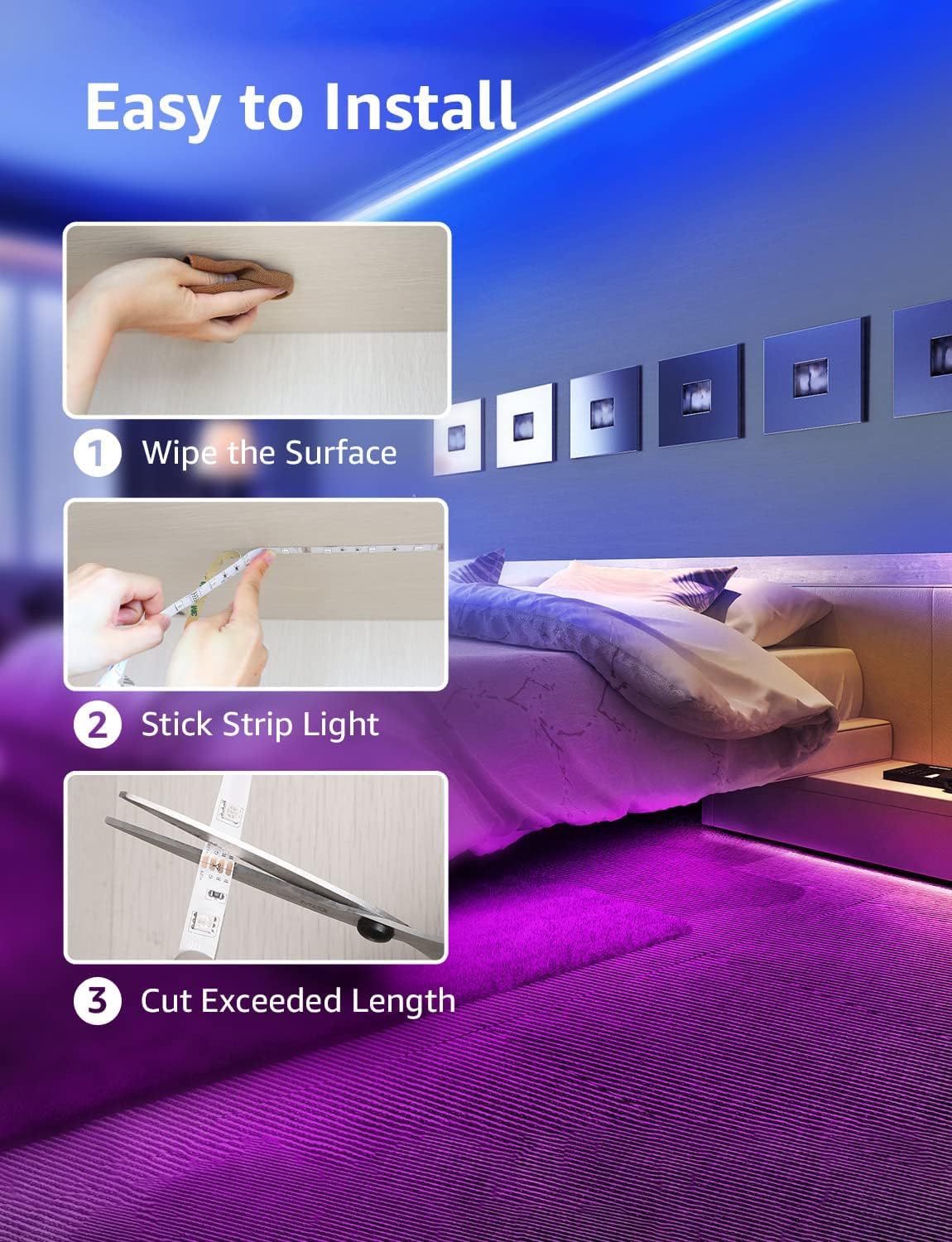 Lepro LED Strip 20M(2x10M) RGB Set, 5050 SMD 600 LEDs Streifen, 12V, LED Band Selbstklebend, Flexibel LED Lichtband, LED Lichterkette IP20, LED Leiste Kette Dimmbar, Netzteil und Controller enthalten