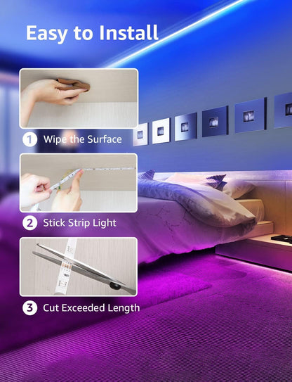 Lepro LED Strip 20M(2x10M) RGB Set, 5050 SMD 600 LEDs Streifen, 12V, LED Band Selbstklebend, Flexibel LED Lichtband, LED Lichterkette IP20, LED Leiste Kette Dimmbar, Netzteil und Controller enthalten