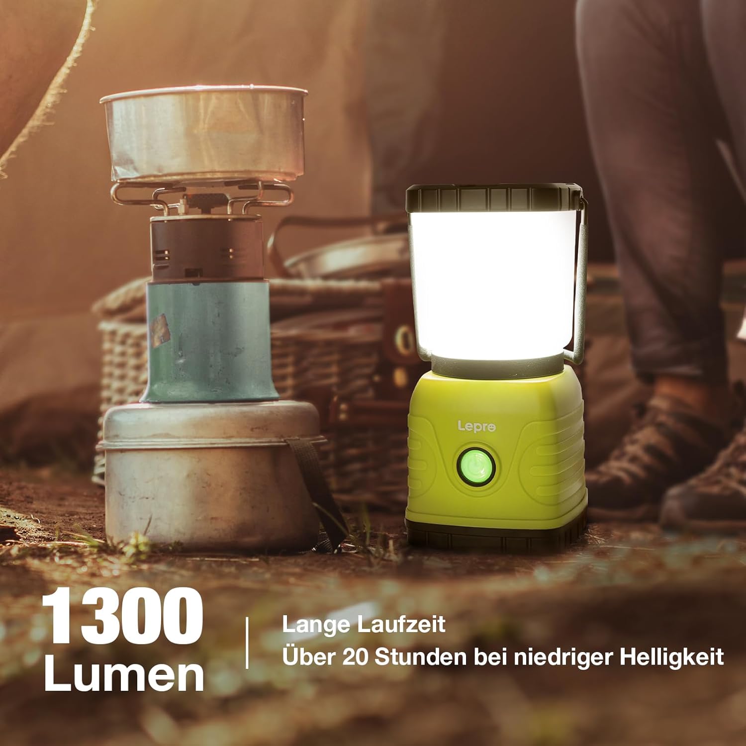 Lepro 1300 lm LED Campinglampe wiederaufladbar, 4 Leuchtmodi 3600 mAh Powerbank IPX4 wasserdicht, Camping Laterne für Hurrikan-Notfälle, Wandern, Zuhause und mehr, USB-Kabel im Lieferumfang enthalten