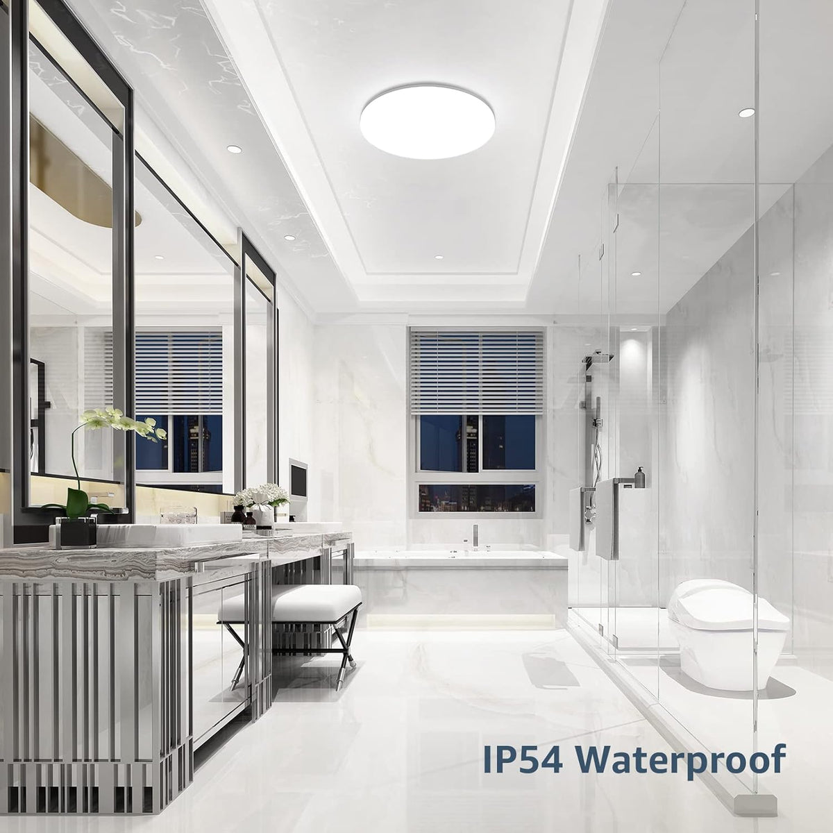 Lepro 24W LED Deckenlampe, LED Deckenleuchte IP54 Wasserfest, 5000K 2400LM Badezimmer Lampe, Rund Badlampe Decke, ideal für Bad Schlafzimmer Flur Küche Wohnzimmer , Kaltweiß, Ø28cm [Energieklasse F]
