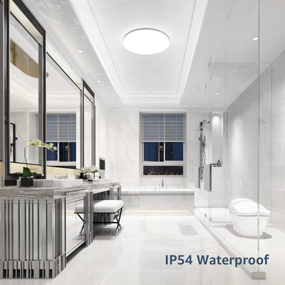 Lepro 24W LED Deckenlampe, LED Deckenleuchte IP54 Wasserfest, 5000K 2400LM Badezimmer Lampe, Rund Badlampe Decke, ideal für Bad Schlafzimmer Flur Küche Wohnzimmer , Kaltweiß, Ø28cm [Energieklasse F]