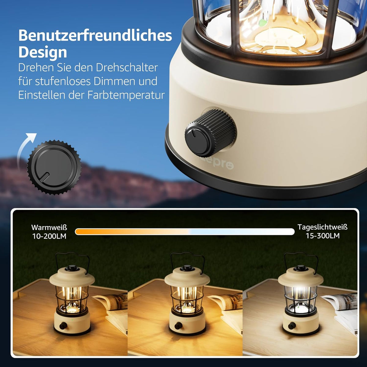Lepro USB LED Campinglampe Weiß