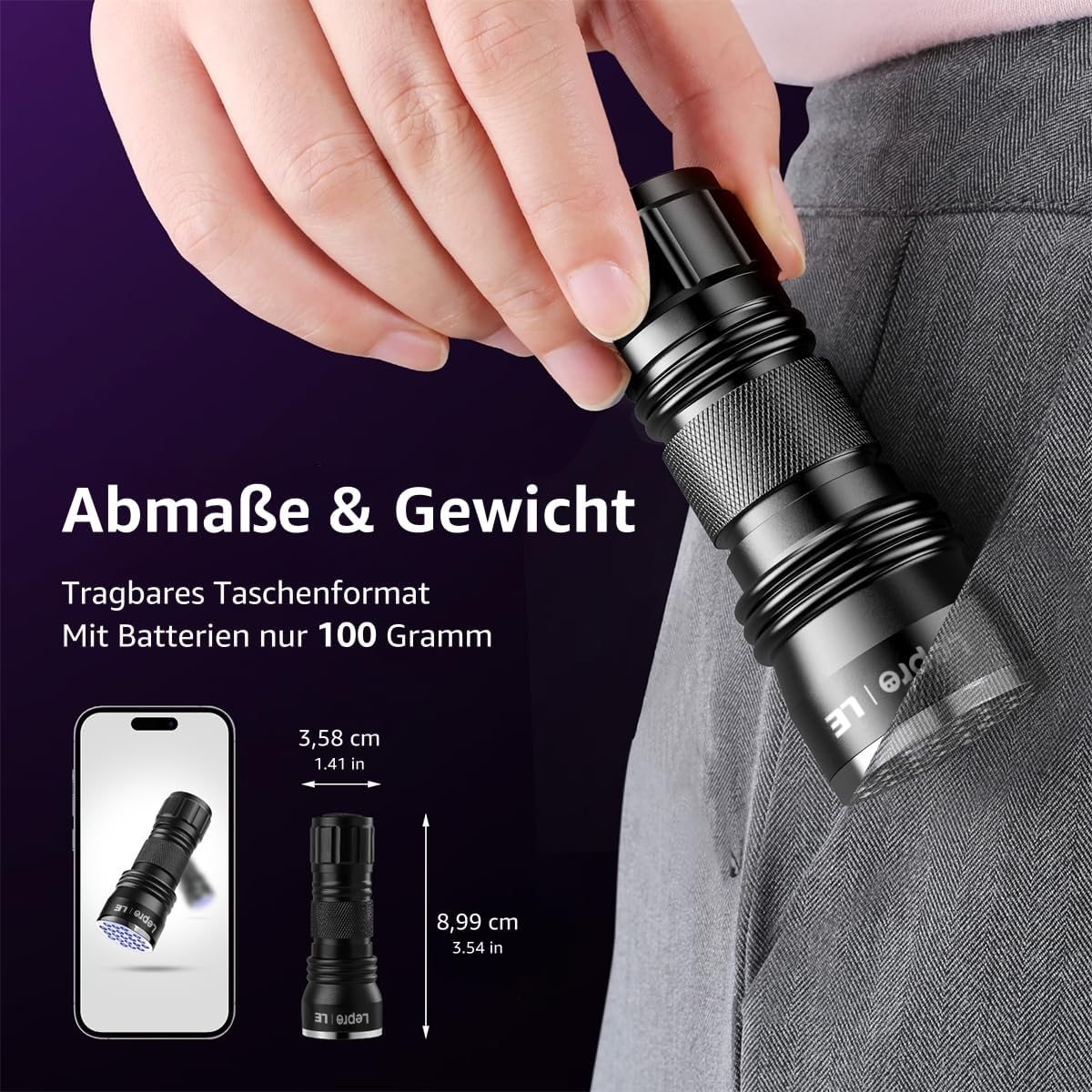 LE Ultraviolett LED UV-Taschenlampe mit 21 LEDs 395nm, UV-Strahler, Handlampe, Prüfgerät, Fleckendetektor / Urindetektor für Haustiere wie Katze, Hund usw.
